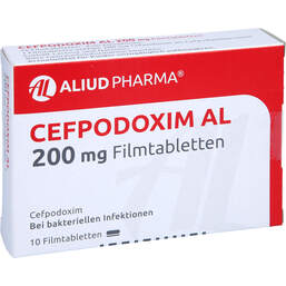 Abbildung: Cefpodoxim AL 200 mg Filmtabletten 10 St, Filmtabletten PZN 01053406