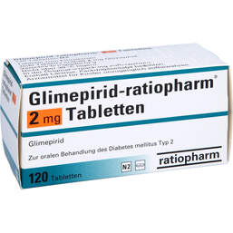 Abbildung: Glimepirid ratiopharm 2 mg Tabletten 120 St, Tabletten PZN 01054860