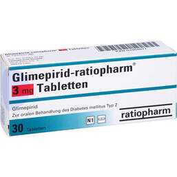 Abbildung: Glimepirid ratiopharm 3 mg Tabletten 30 St, Tabletten PZN 01054877