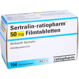 Abbildung: Sertralin ratiopharm 50 mg Filmtabletten 100 St, Filmtabletten PZN 01054972