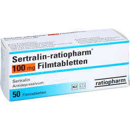 Abbildung: Sertralin ratiopharm 100 mg Filmtabletten 50 St, Filmtabletten PZN 01054995