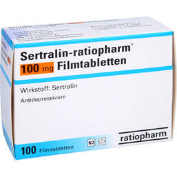Abbildung: Sertralin ratiopharm 100 mg Filmtabletten 100 St, Filmtabletten PZN 01055003