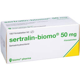 Abbildung: Sertralin biomo 50 mg Filmtabletten 100 St, Filmtabletten PZN 01055061