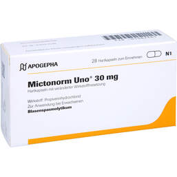 Abbildung: Mictonorm Uno 30 mg Hartkapseln mit veränderter Wirkstofffreisetzung 28 St, Hartkapseln mit veränderter Wirkstofffreisetzung PZN 01082661