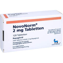 Abbildung: Novonorm 2,0 mg Tabletten 120 St, Tabletten PZN 01095706