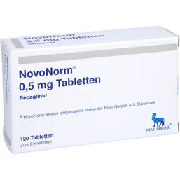 Abbildung: Novonorm 0,5 mg Tabletten 120 St, Tabletten PZN 01096870