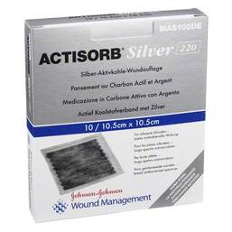Abbildung: Actisorb 220 Silver 10,5x10,5 cm steril Kompressen 10 St, Kompressen PZN 01098774