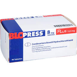 Abbildung: Blopress 8 mg plus 12,5 mg Tabletten 98 St, Tabletten PZN 01103825