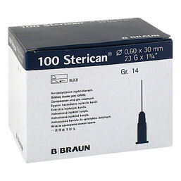 Abbildung: Sterican Kanüle Luer-Lok 0,60x30mm Größe 14 blau 100 St, Kanüle PZN 01105327
