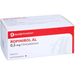 Abbildung: Ropinirol AL 0,5 mg Filmtabletten 84 St, Filmtabletten PZN 01107243