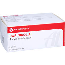 Abbildung: Ropinirol AL 1 mg Filmtabletten 84 St, Filmtabletten PZN 01107384