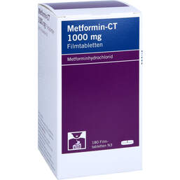 Abbildung: Metformin-CT 1000 mg Filmtabletten 180 St, Filmtabletten PZN 01118583