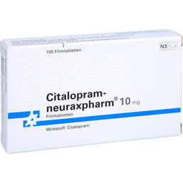 Abbildung: Citalopram neuraxpharm 10 mg Filmtabletten 100 St, Filmtabletten PZN 01121243
