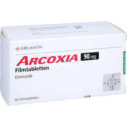 Abbildung: Arcoxia 90 mg Filmtabletten 50 St, Filmtabletten PZN 01124595