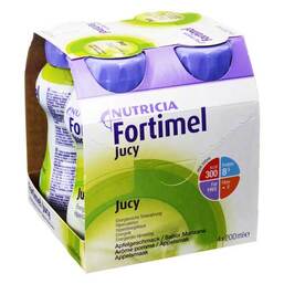 Abbildung: Fortimel Jucy Apfelgeschmack Flüssigkeit, 4X200 ml PZN 01124862