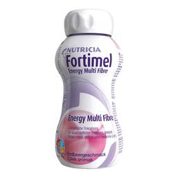 Abbildung: Fortimel Energy Multi Fibre Erdbeergeschmack Flüssigkeit, 8X4X200 ml PZN 01125152