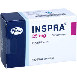 Abbildung: Inspra 25 mg Filmtabletten 100 St, Filmtabletten PZN 01129262