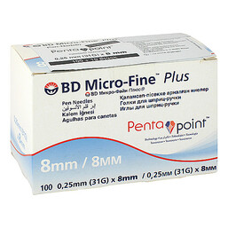 Abbildung: BD Micro-Fine + 8 Nadeln 110x0,25x8 mm 110 St, Kanüle PZN 01132034 