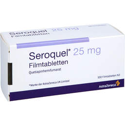 Abbildung: Seroquel 25 mg Filmtabletten 100 St, Filmtabletten PZN 01135191