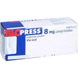 Abbildung: Blopress 8 mg Tabletten 98 St, Tabletten PZN 01137669