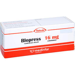 Abbildung: Blopress 16 mg Tabletten 98 St, Tabletten PZN 01137712