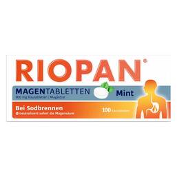 Abbildung: Riopan Magen Tabletten Mint 800 mg Kautabletten 100 St, Kautabletten PZN 01139645