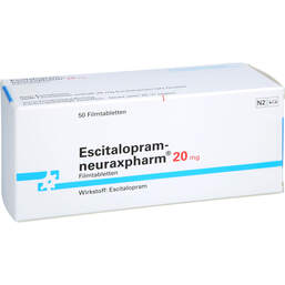 Abbildung: Escitalopram neuraxpharm 20 mg Filmtabletten 50 St, Filmtabletten PZN 01147395