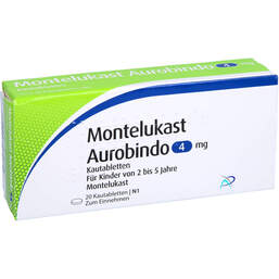 Abbildung: Montelukast Aurobindo 4 mg Kautabletten 20 St, Kautabletten PZN 01155779