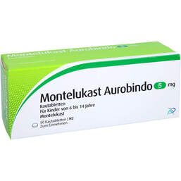 Abbildung: Montelukast Aurobindo 5 mg Kautabletten 50 St, Kautabletten PZN 01155839