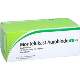 Abbildung: Montelukast Aurobindo 5 mg Kautabletten 100 St, Kautabletten PZN 01155845