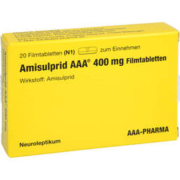 Abbildung: Amisulprid AAA Pharma 400 mg Filmtabletten 20 St, Filmtabletten PZN 01163201