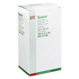 Abbildung: Gazin Kompressen 7,5x7,5cm 12fach steril 5X20 St, Kompressen PZN 01163678