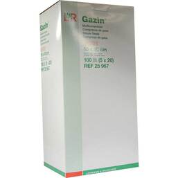 Abbildung: Gazin Kompressen 10x10cm 12fach steril 5X20 St, Kompressen PZN 01163684
