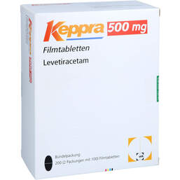 Abbildung: Keppra 500 mg Filmtabletten 200 St, Filmtabletten PZN 01170075