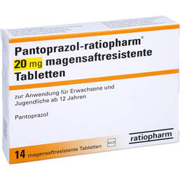 Abbildung: Pantoprazol ratiopharm 20 mg magensaftresistent Tabletten 14 St, Tabletten magensaftresistent PZN 01175026