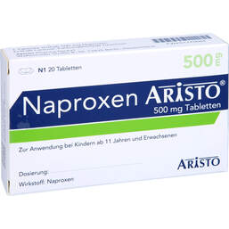 Abbildung: Naproxen Aristo 500 mg Tabletten 20 St, Tabletten PZN 01175664