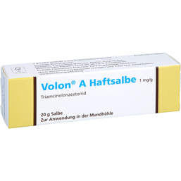 Abbildung: Volon A Haftsalbe 20 g, Salbe zur Anwendung in der Mundhöhle PZN 01218882
