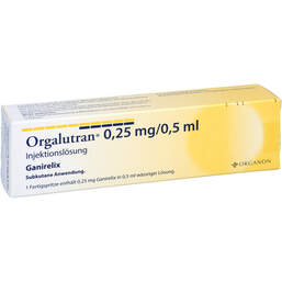 Abbildung: Orgalutran 0,25 mg / 0,5 ml Injektionslösung 1X1 St, Injektionslösung PZN 01228840