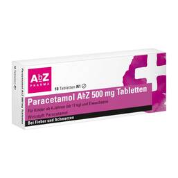 Abbildung: Paracetamol AbZ 500 mg Tabletten Tabletten, 10 St PZN 01234473