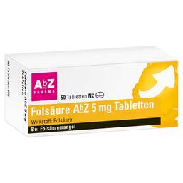 Abbildung: Folsäure AbZ 5 mg Tabletten Tabletten, 50 St PZN 01234556