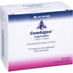 Abbildung: Combigan Augentropfen 3X5 ml, Augentropfen PZN 01236443