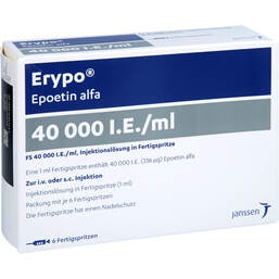 Abbildung: Erypo FS 40.000 I.E. / ml Fertigspritzen 6X1 ml, Fertigspritzen PZN 01238146