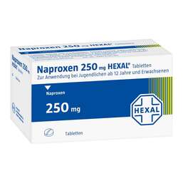 Abbildung: Naproxen 250 Hexal Tabletten 50 St, Tabletten PZN 01239559
