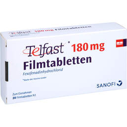 Abbildung: Telfast 180 mg Filmtabletten 20 St, Filmtabletten PZN 01239648