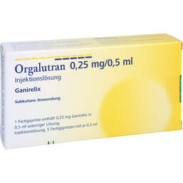 Abbildung: Orgalutran 0,25 mg / 0,5 ml Injektionslösung 5 St, Injektionslösung PZN 01241042