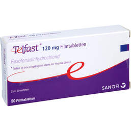 Abbildung: Telfast 120 mg Filmtabletten 50 St, Filmtabletten PZN 01241993