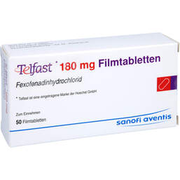 Abbildung: Telfast 180 mg Filmtabletten 50 St, Filmtabletten PZN 01242018