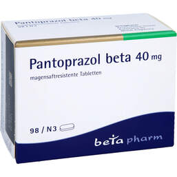 Abbildung: Pantoprazol beta 40 mg magensaftresistent Tabletten 98 St, Tabletten magensaftresistent PZN 01244218