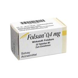 Abbildung: Folsan 0,4 mg Tabletten Tabletten, 20 St PZN 01246720