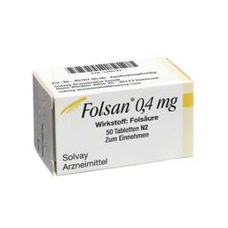 Abbildung: Folsan 0,4 mg Tabletten Tabletten, 50 St PZN 01246743